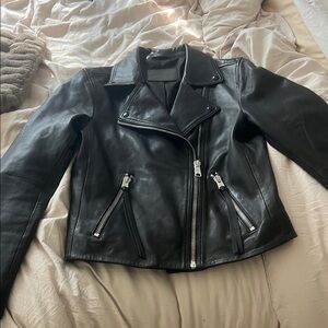 AllSaints Black Leather Biker Jacket